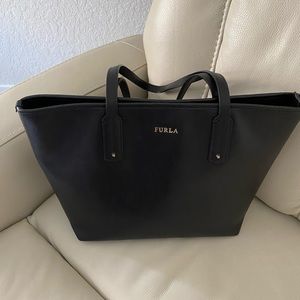 FURLA Black Leather Tote Shoulder Bag
